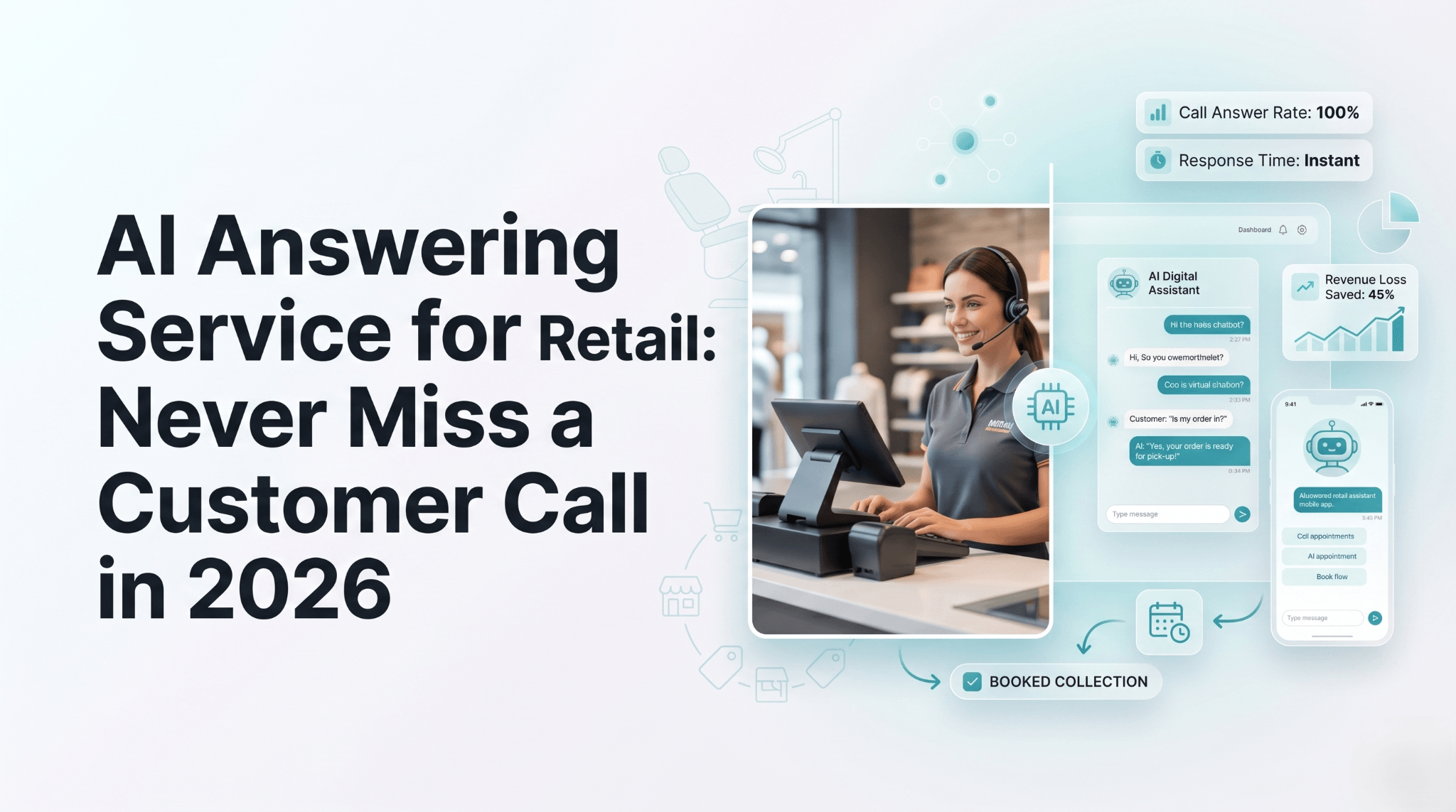 AI answering service for retail — voice AI handling inbound customer calls 24/7 with real-time order status, store hours, and appointment booking