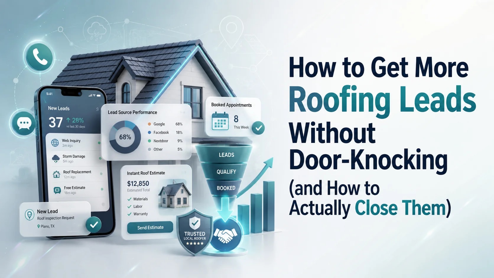 Roofer on job site with inbound leads captured automatically