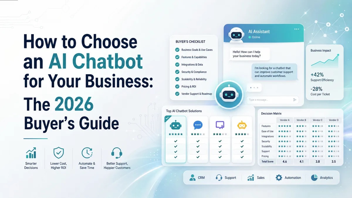 Business buyer comparing AI chatbot options on a scorecard