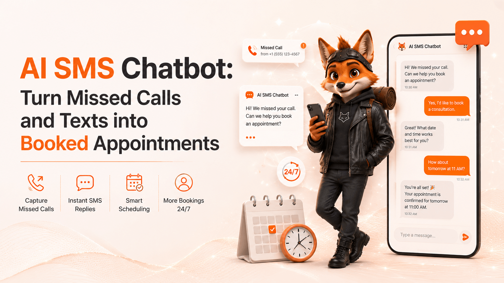 AI SMS chatbot — turn missed calls and texts into booked appointments