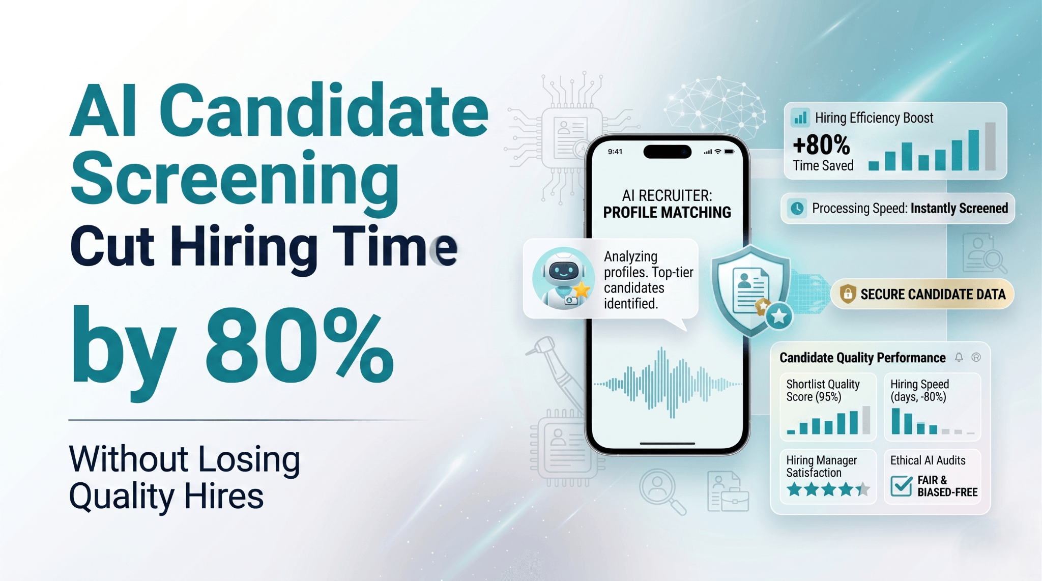 AI candidate screening workflow routing resumes, scoring, and interview scheduling on the SuperMIA IntelliHire dashboard