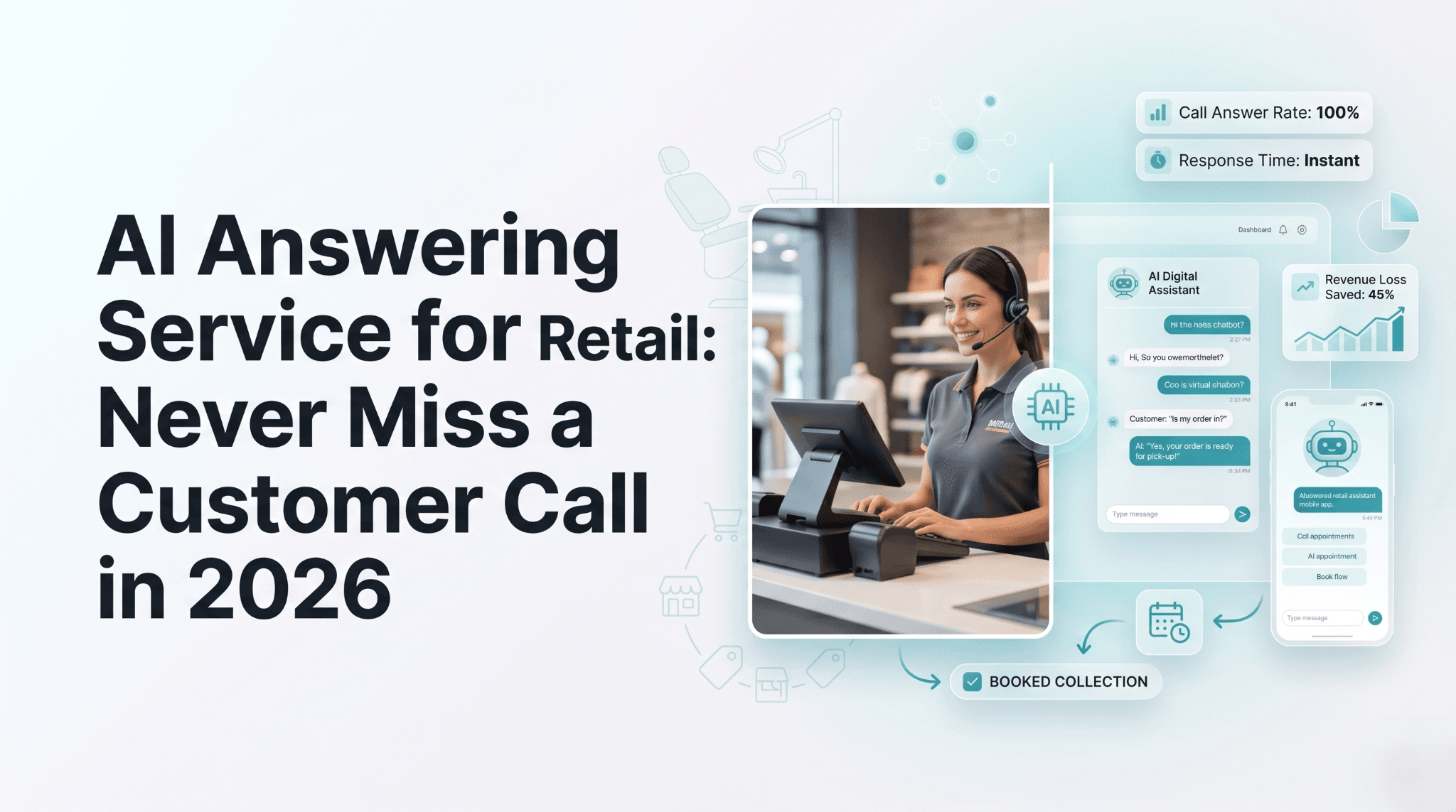 AI answering service for retail — voice AI handling inbound customer calls 24/7 with real-time order status, store hours, and appointment booking
