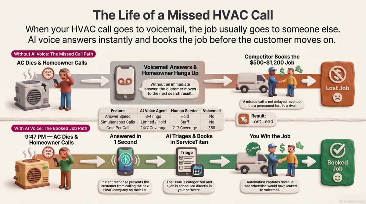 HVAC answering service capturing after-hours and weekend calls that would otherwise reach voicemail