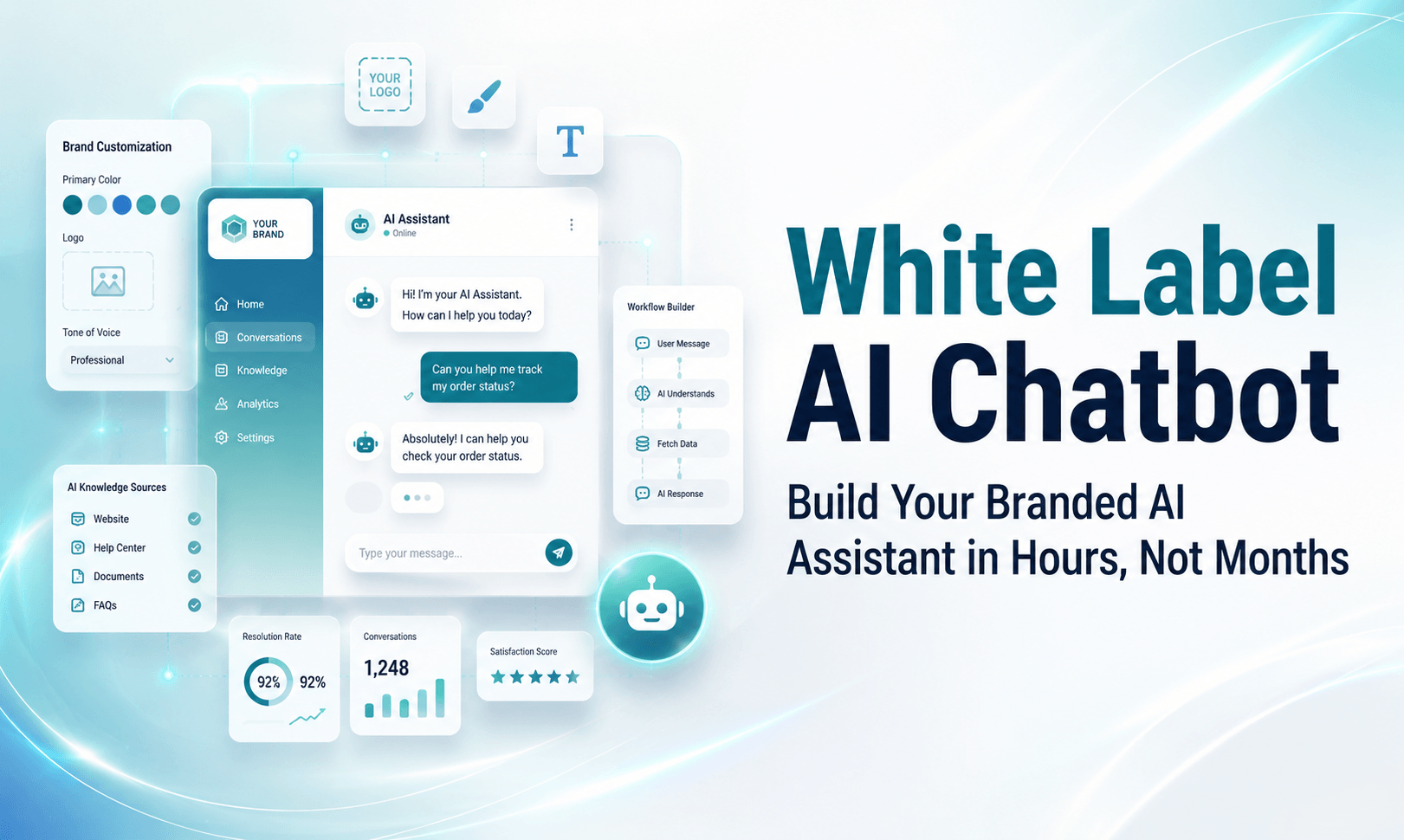 White label AI chatbot platform deploying a branded assistant for an agency client