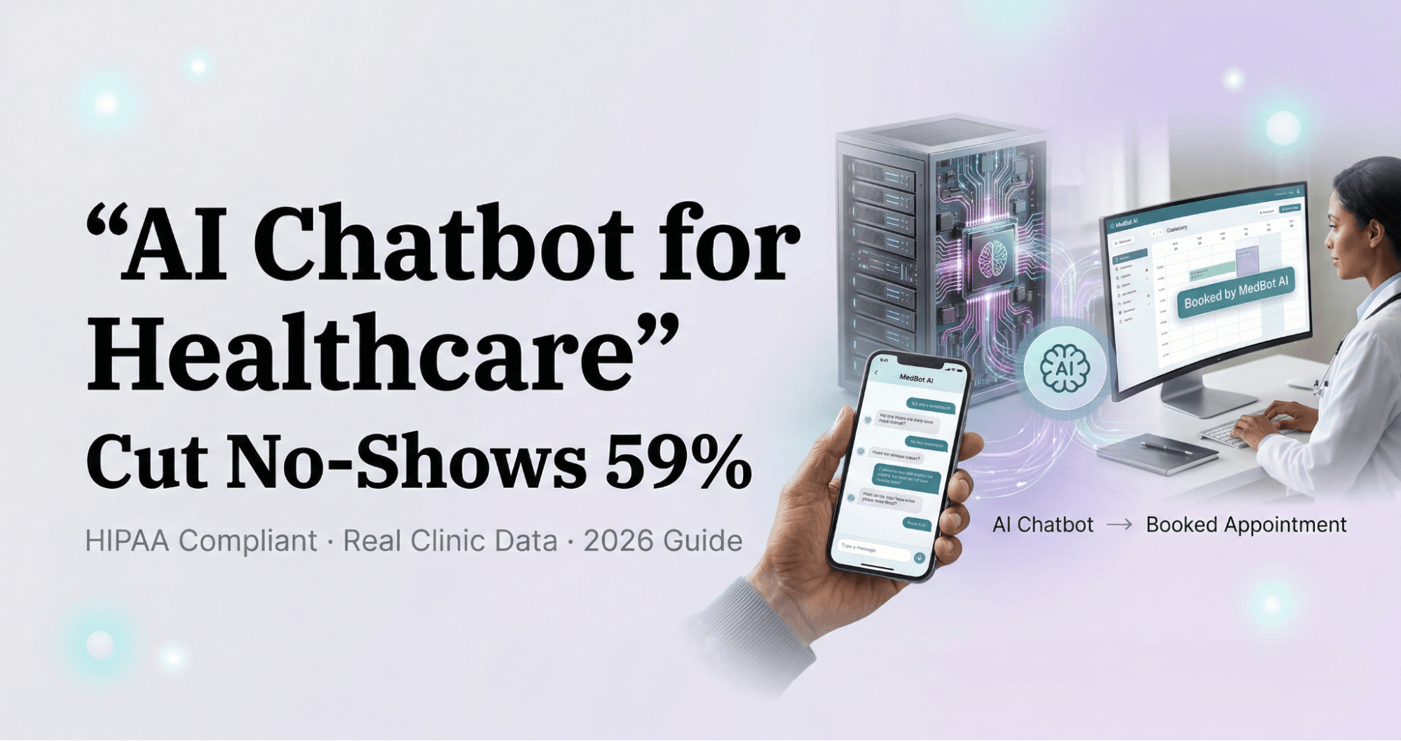 AI chatbot for healthcare interface showing patient appointment scheduling on desktop and mobile