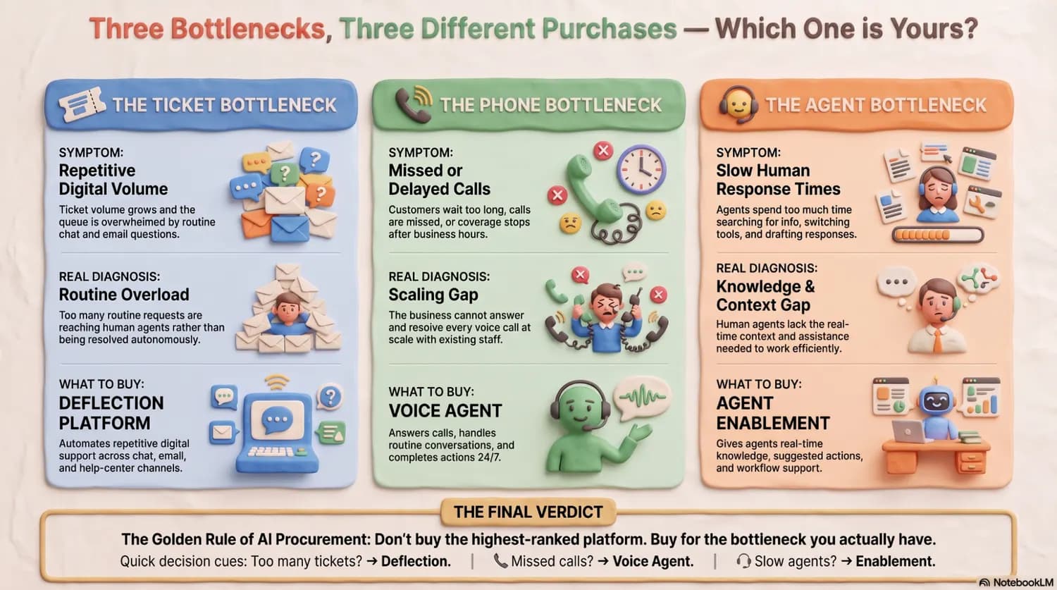 Three bottlenecks and the product category that fixes each