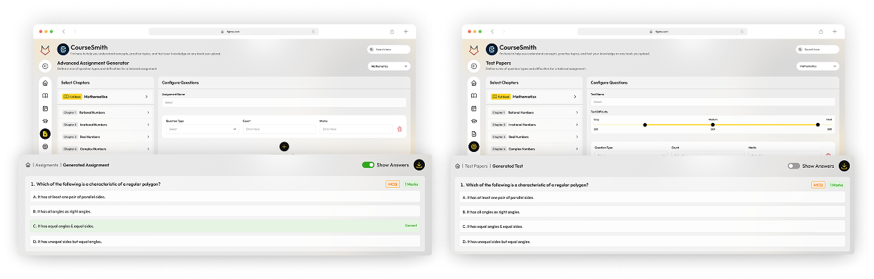 CourseSmith — Personalised Assignments and Tests