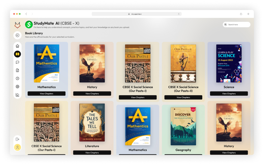 StudyMate AI — Book selection and chapter review